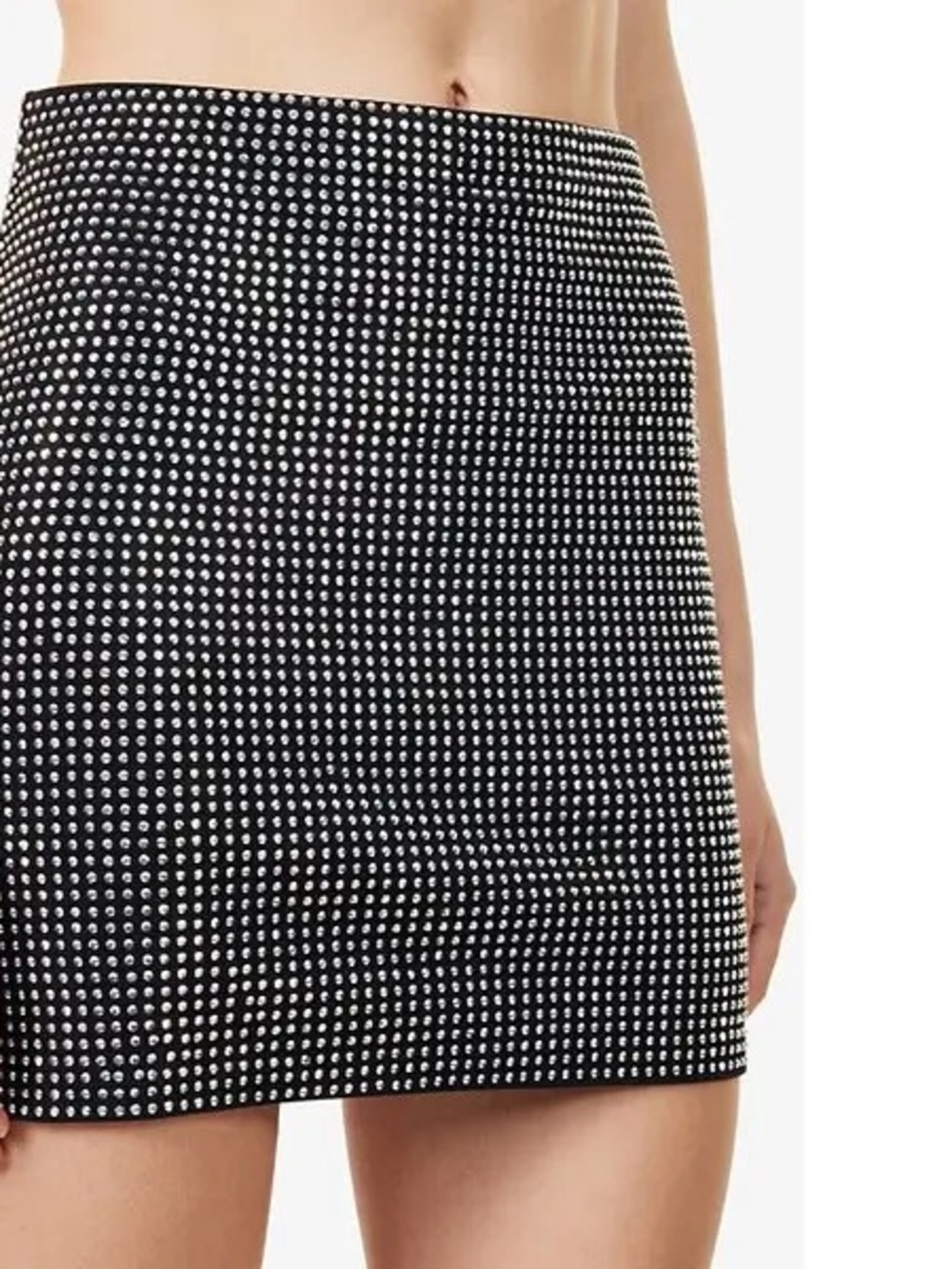 Good American Black Mini Skirt with Silver Studs